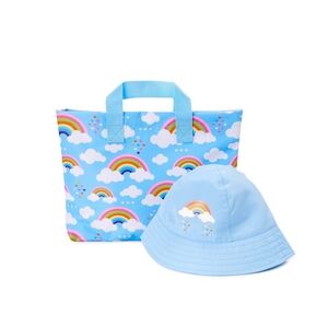 WONDER NATION Baby Boys & Girls Swim Tote Bag and Hat Set Rainbow Sky